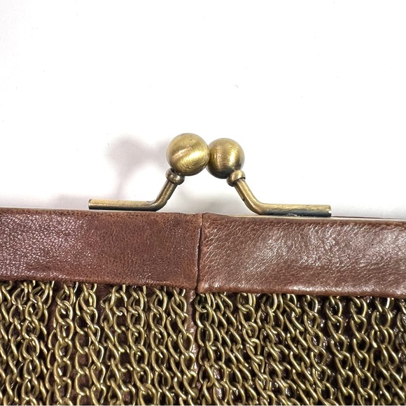 Monserat De Lucca Chain Fringe Leather Clutch Brown - Picture 5 of 11